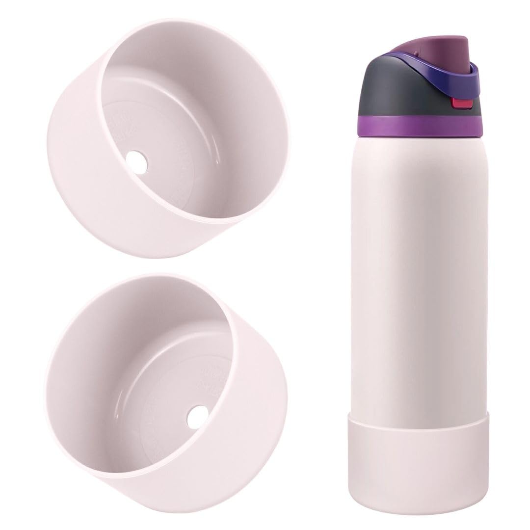 2PCS Silicone Water Bottle Boot, Compatible with Owala 24oz 32oz 40oz, Protective Anti-Scratch & Anti-Dent No Noise Sleeve Cover for FreeSip/Twist/Flip Water Bottles (Burgundy, 24 Ounces)