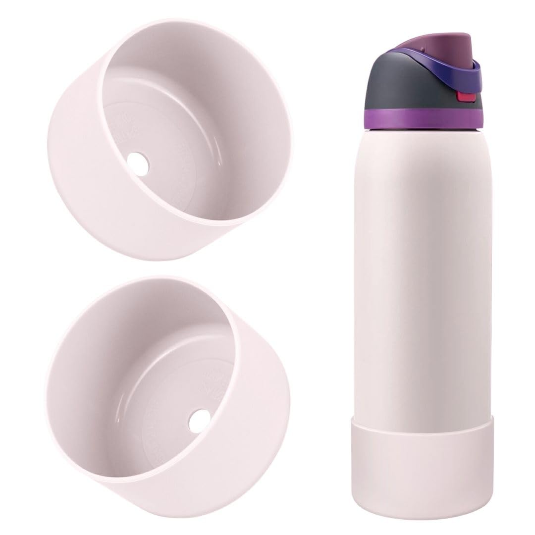 2PCS Silicone Water Bottle Boot, Compatible with Owala 24oz 32oz 40oz, Protective Anti-Scratch & Anti-Dent No Noise Sleeve Cover for FreeSip/Twist/Flip Water Bottles (Burgundy, 24 Ounces)
