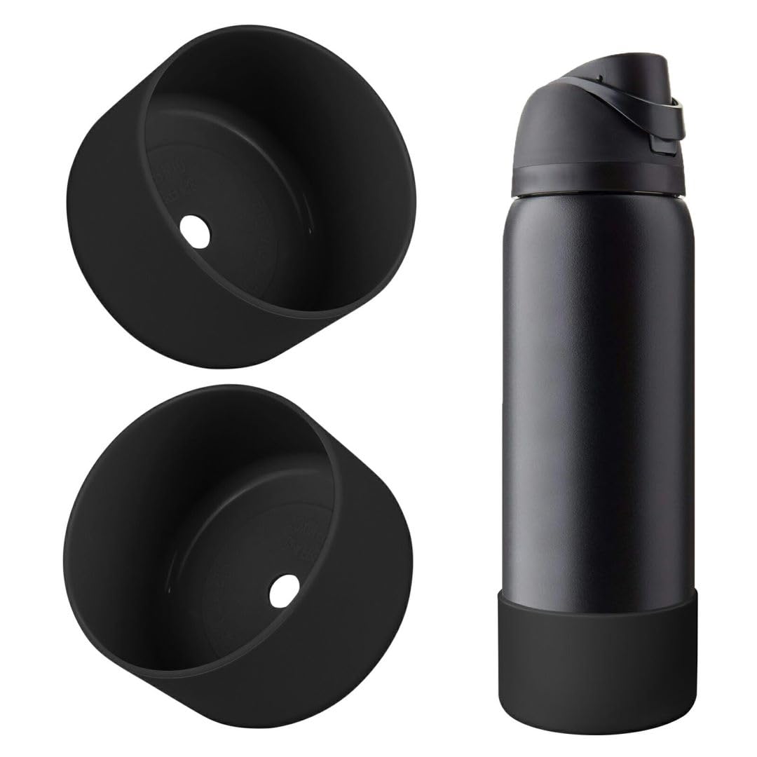 2PCS Silicone Water Bottle Boot, Compatible with Owala 24oz 32oz 40oz, Protective Anti-Scratch & Anti-Dent No Noise Sleeve Cover for FreeSip/Twist/Flip Water Bottles (Burgundy, 24 Ounces)