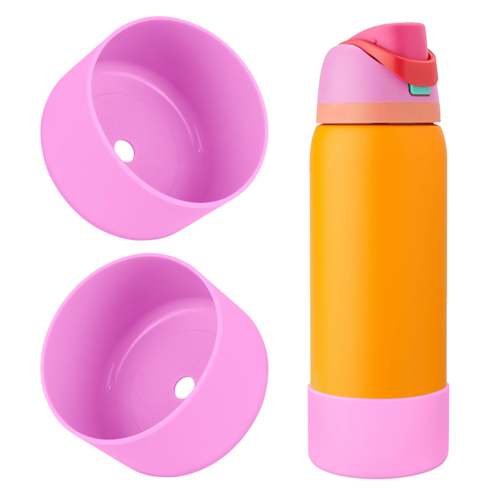 2PCS Silicone Water Bottle Boot, Compatible with Owala 24oz 32oz 40oz, Protective Anti-Scratch & Anti-Dent No Noise Sleeve Cover for FreeSip/Twist/Flip Water Bottles (Burgundy, 24 Ounces)