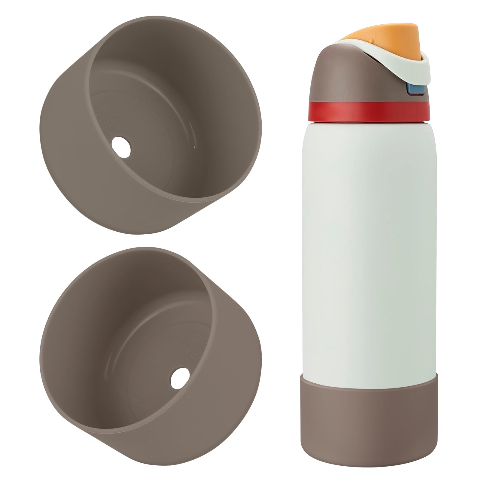 2PCS Silicone Water Bottle Boot, Compatible with Owala 24oz 32oz 40oz, Protective Anti-Scratch & Anti-Dent No Noise Sleeve Cover for FreeSip/Twist/Flip Water Bottles (Burgundy, 24 Ounces)