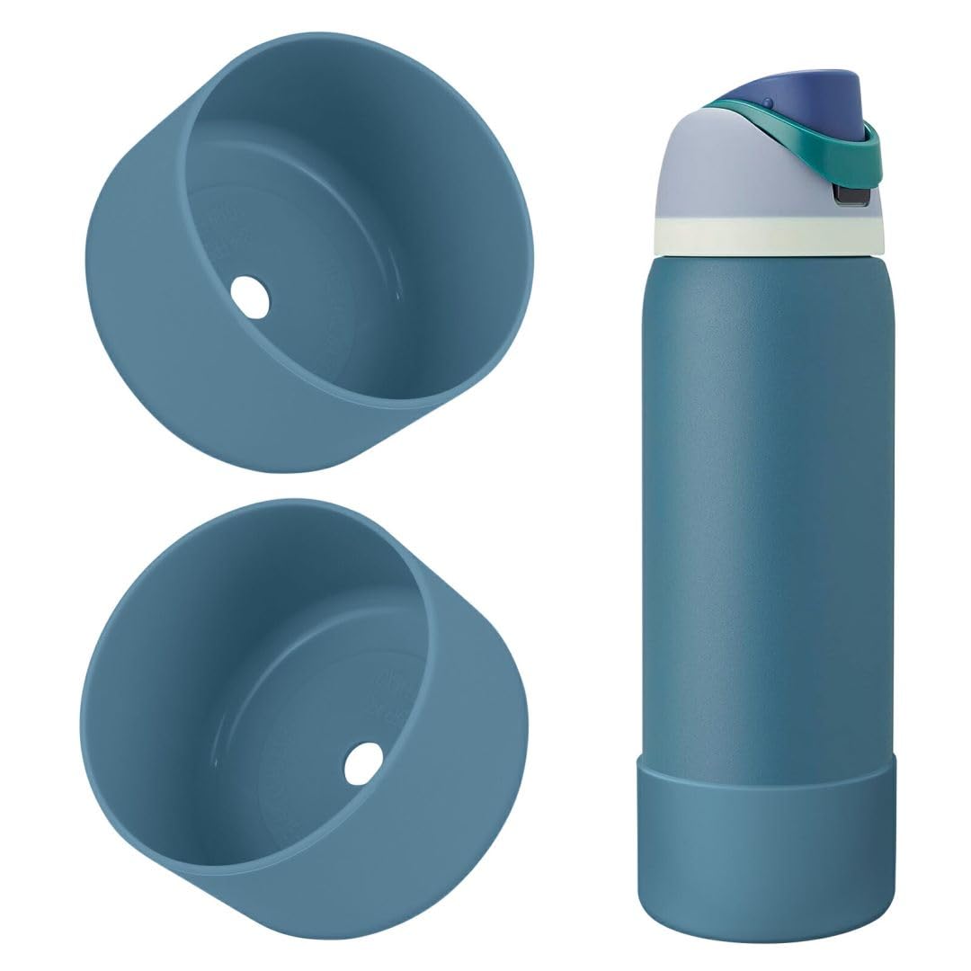 2PCS Silicone Water Bottle Boot, Compatible with Owala 24oz 32oz 40oz, Protective Anti-Scratch & Anti-Dent No Noise Sleeve Cover for FreeSip/Twist/Flip Water Bottles (Burgundy, 24 Ounces)