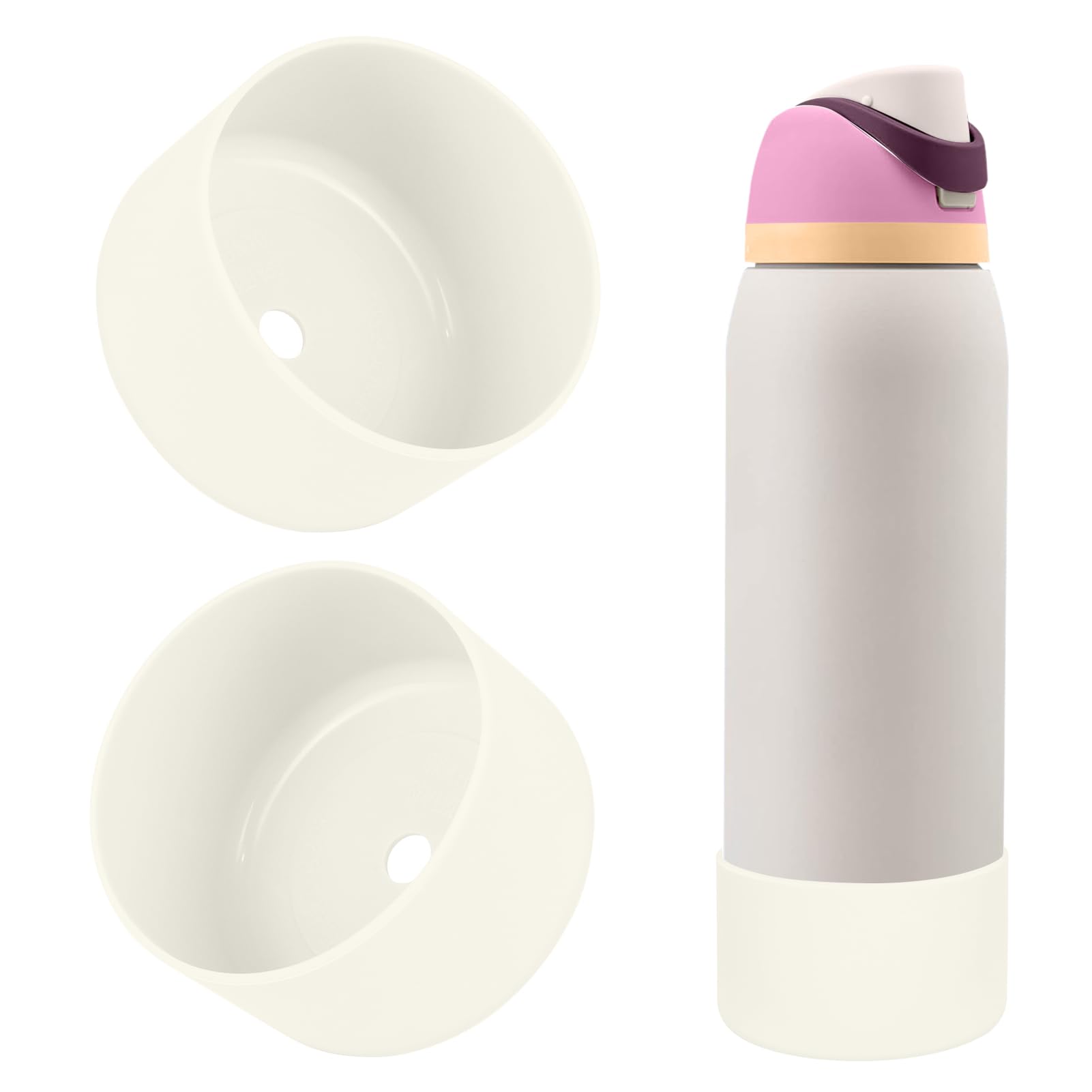 2PCS Silicone Water Bottle Boot, Compatible with Owala 24oz 32oz 40oz, Protective Anti-Scratch & Anti-Dent No Noise Sleeve Cover for FreeSip/Twist/Flip Water Bottles (Burgundy, 24 Ounces)