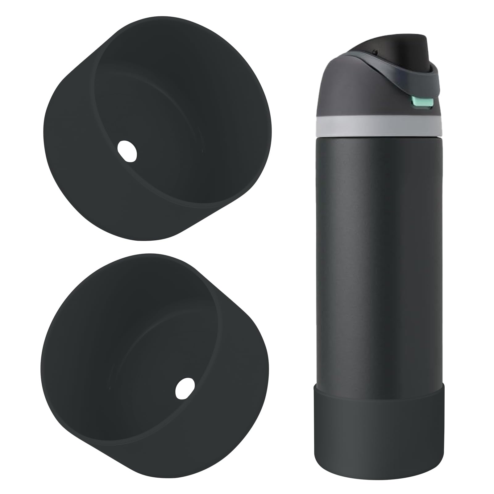 2PCS Silicone Water Bottle Boot, Compatible with Owala 24oz 32oz 40oz, Protective Anti-Scratch & Anti-Dent No Noise Sleeve Cover for FreeSip/Twist/Flip Water Bottles (Burgundy, 24 Ounces)