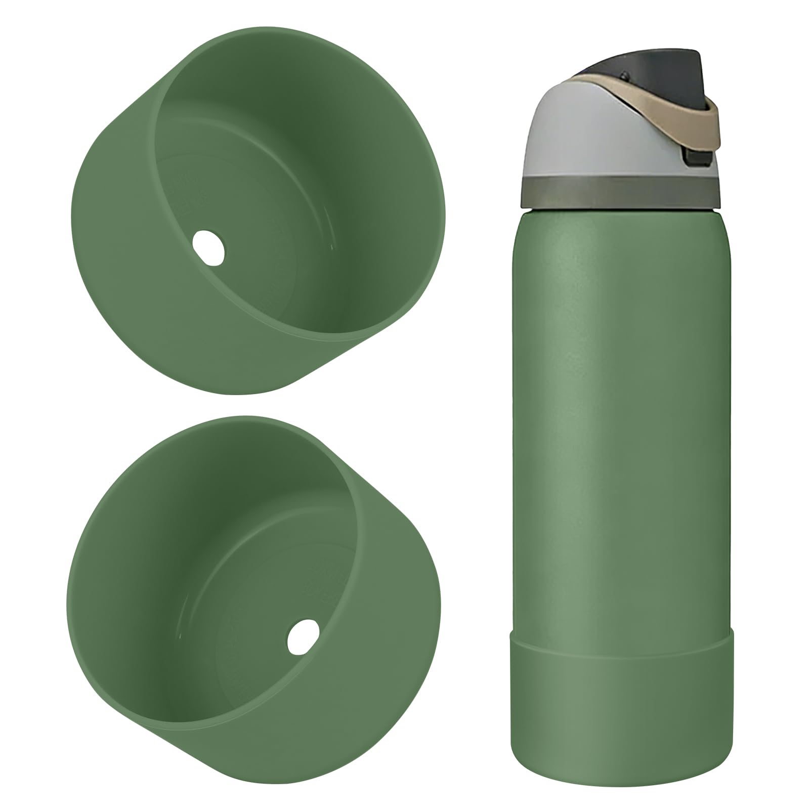 2PCS Silicone Water Bottle Boot, Compatible with Owala 24oz 32oz 40oz, Protective Anti-Scratch & Anti-Dent No Noise Sleeve Cover for FreeSip/Twist/Flip Water Bottles (Burgundy, 24 Ounces)