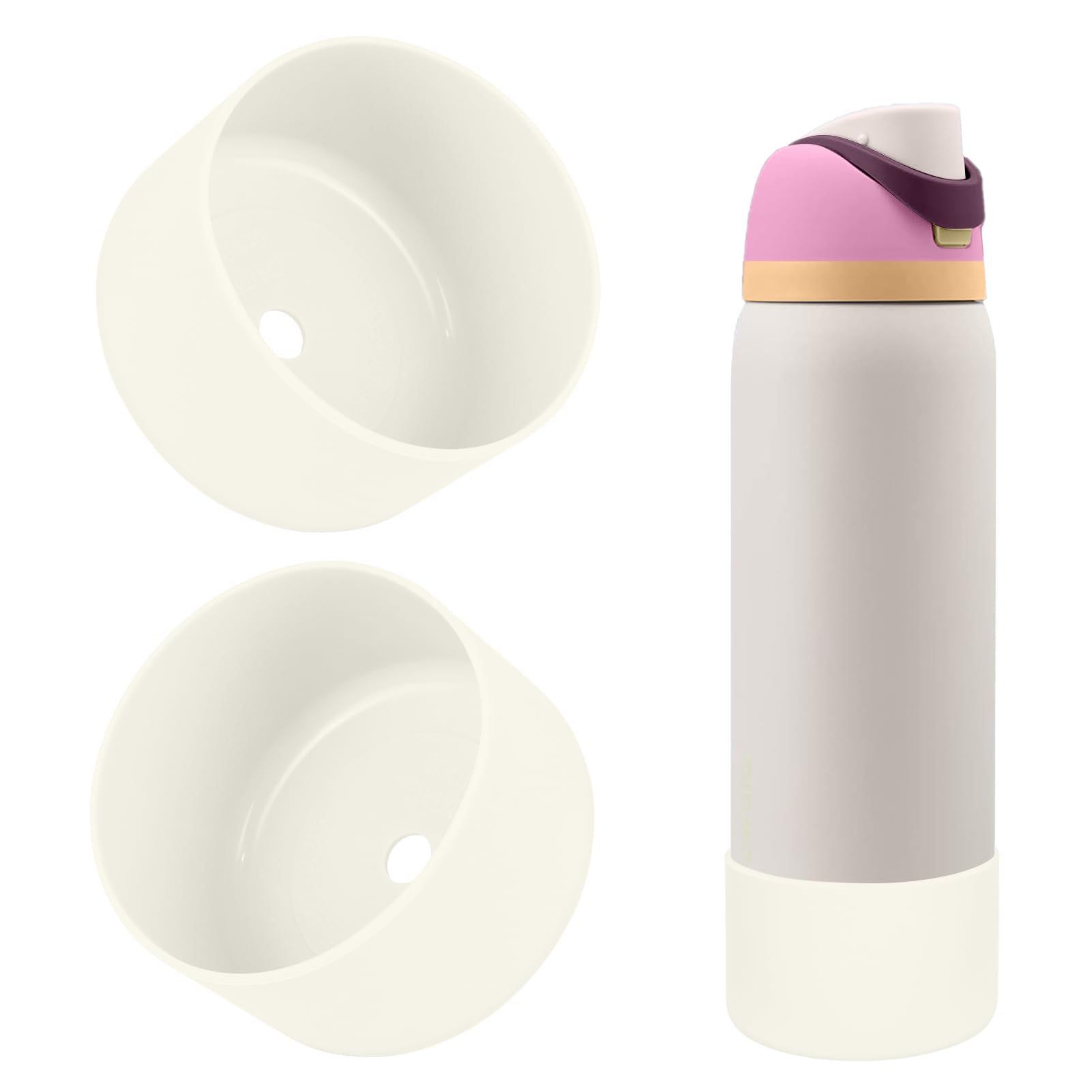 2PCS Silicone Water Bottle Boot, Compatible with Owala 24oz 32oz 40oz, Protective Anti-Scratch & Anti-Dent No Noise Sleeve Cover for FreeSip/Twist/Flip Water Bottles (Burgundy, 24 Ounces)