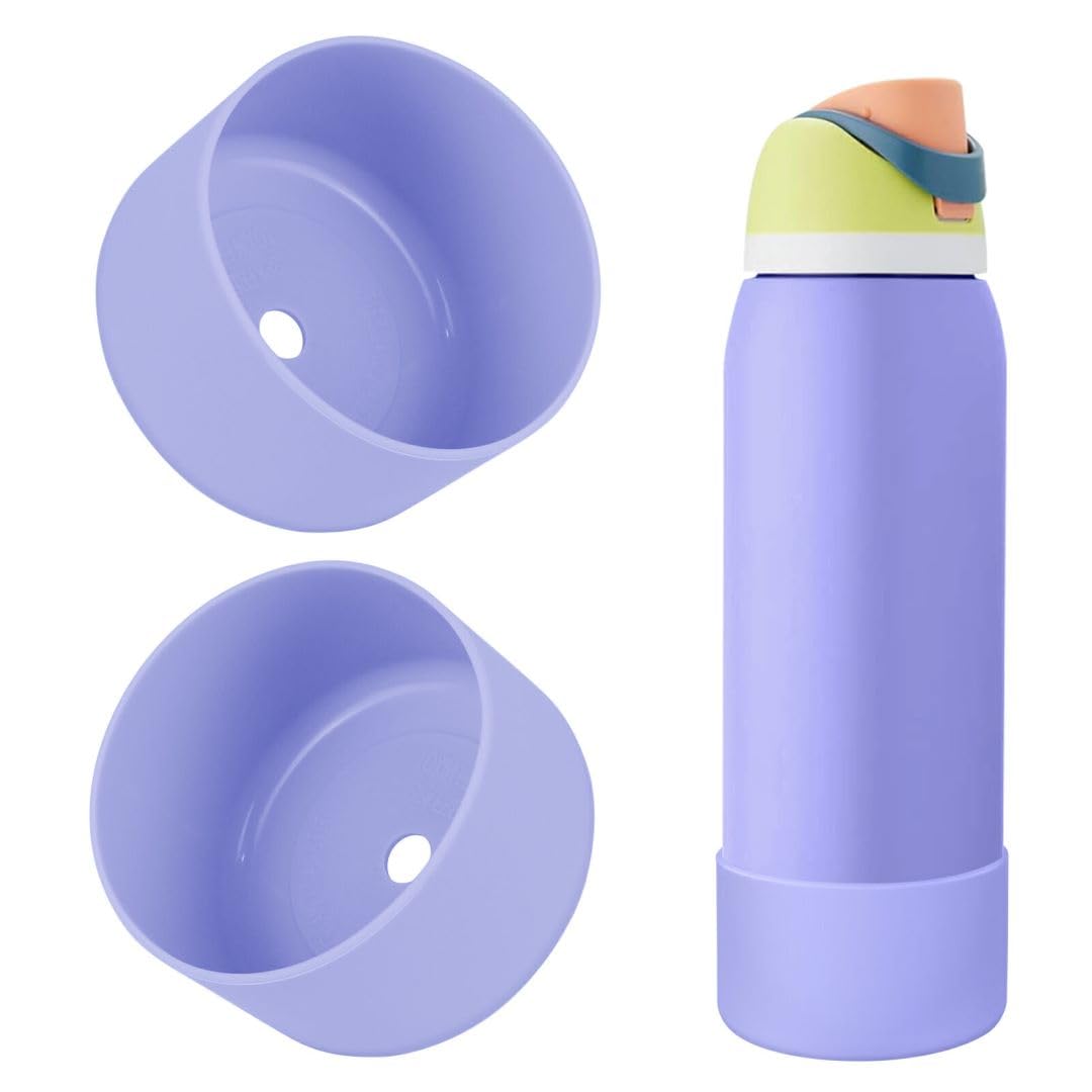 2PCS Silicone Water Bottle Boot, Compatible with Owala 24oz 32oz 40oz, Protective Anti-Scratch & Anti-Dent No Noise Sleeve Cover for FreeSip/Twist/Flip Water Bottles (Burgundy, 24 Ounces)