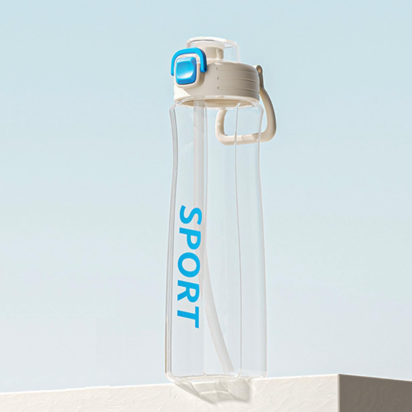 DEARART 24oz Water Bottles with Clip, 100% Leak Proof Double Spout Bottle With Straw, for Sport Office School Travel Gym Yoga, Black