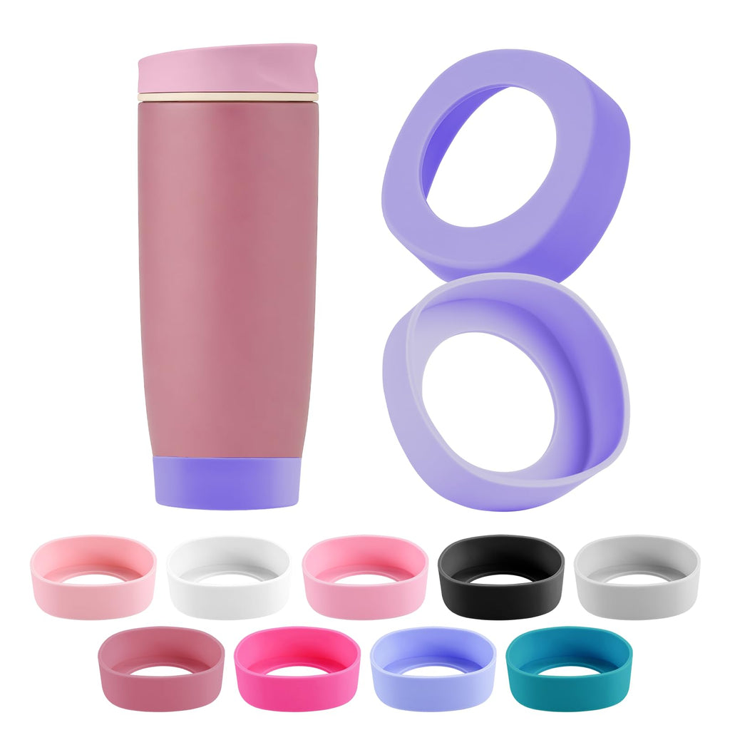 2PCS Silicone Boot for Owala SmoothSip Slider Tumbler 12oz 20oz, Protective Anti-Slip Bottom Coffee Travel Mug, BPA Free for Owala Accessories (Pink)