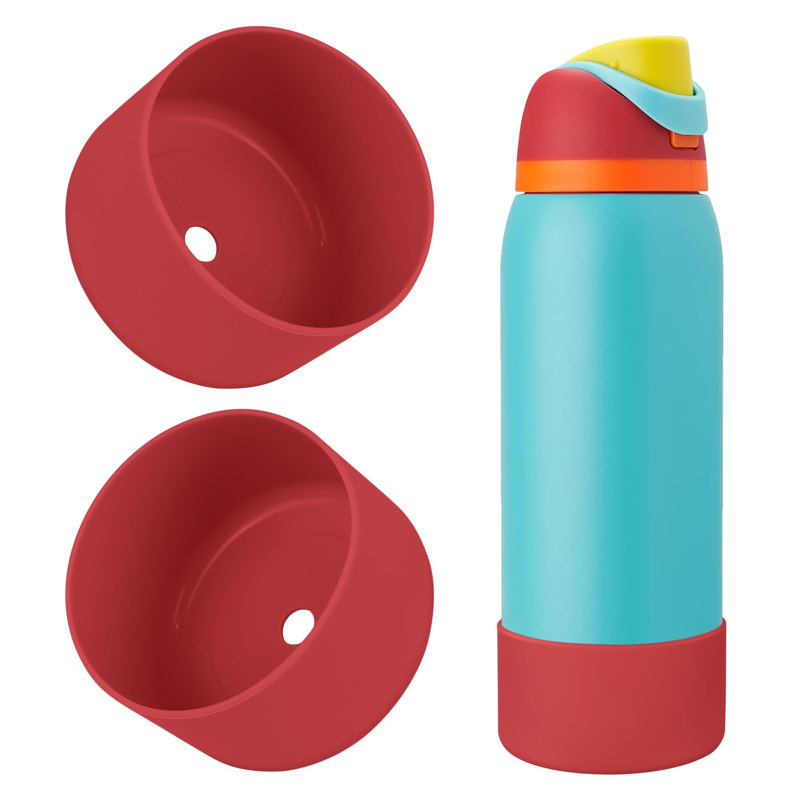 2PCS Silicone Water Bottle Boot, Compatible with Owala 24oz 32oz 40oz, Protective Anti-Scratch & Anti-Dent No Noise Sleeve Cover for FreeSip/Twist/Flip Water Bottles (Burgundy, 24 Ounces)