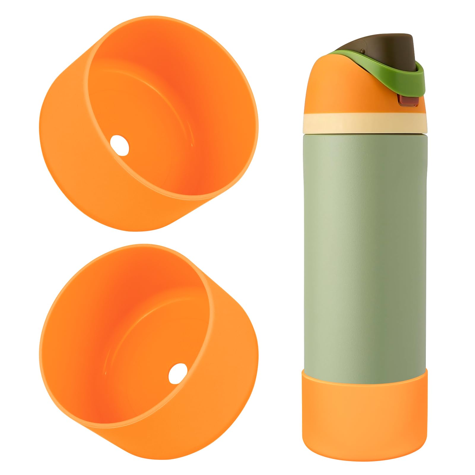 2PCS Silicone Water Bottle Boot, Compatible with Owala 24oz 32oz 40oz, Protective Anti-Scratch & Anti-Dent No Noise Sleeve Cover for FreeSip/Twist/Flip Water Bottles (Burgundy, 24 Ounces)