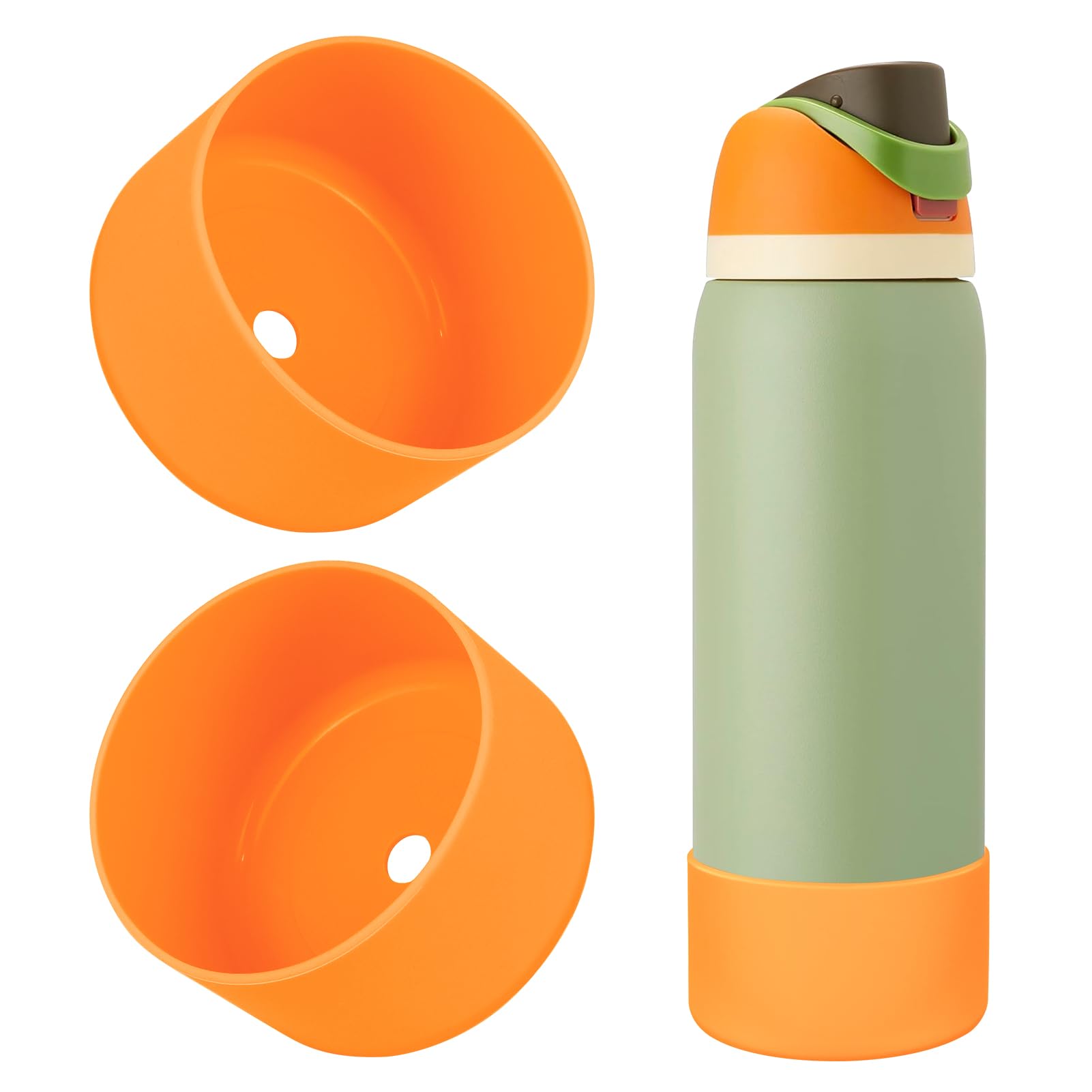 2PCS Silicone Water Bottle Boot, Compatible with Owala 24oz 32oz 40oz, Protective Anti-Scratch & Anti-Dent No Noise Sleeve Cover for FreeSip/Twist/Flip Water Bottles (Burgundy, 24 Ounces)