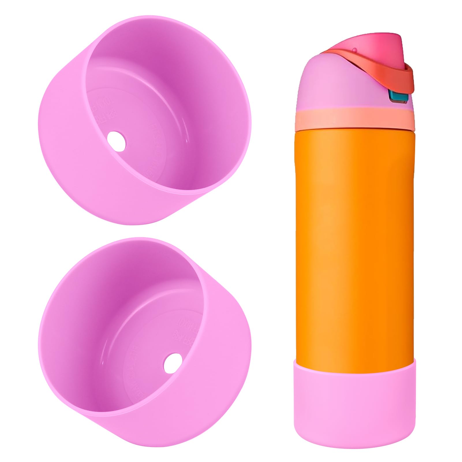 2PCS Silicone Water Bottle Boot, Compatible with Owala 24oz 32oz 40oz, Protective Anti-Scratch & Anti-Dent No Noise Sleeve Cover for FreeSip/Twist/Flip Water Bottles (Burgundy, 24 Ounces)