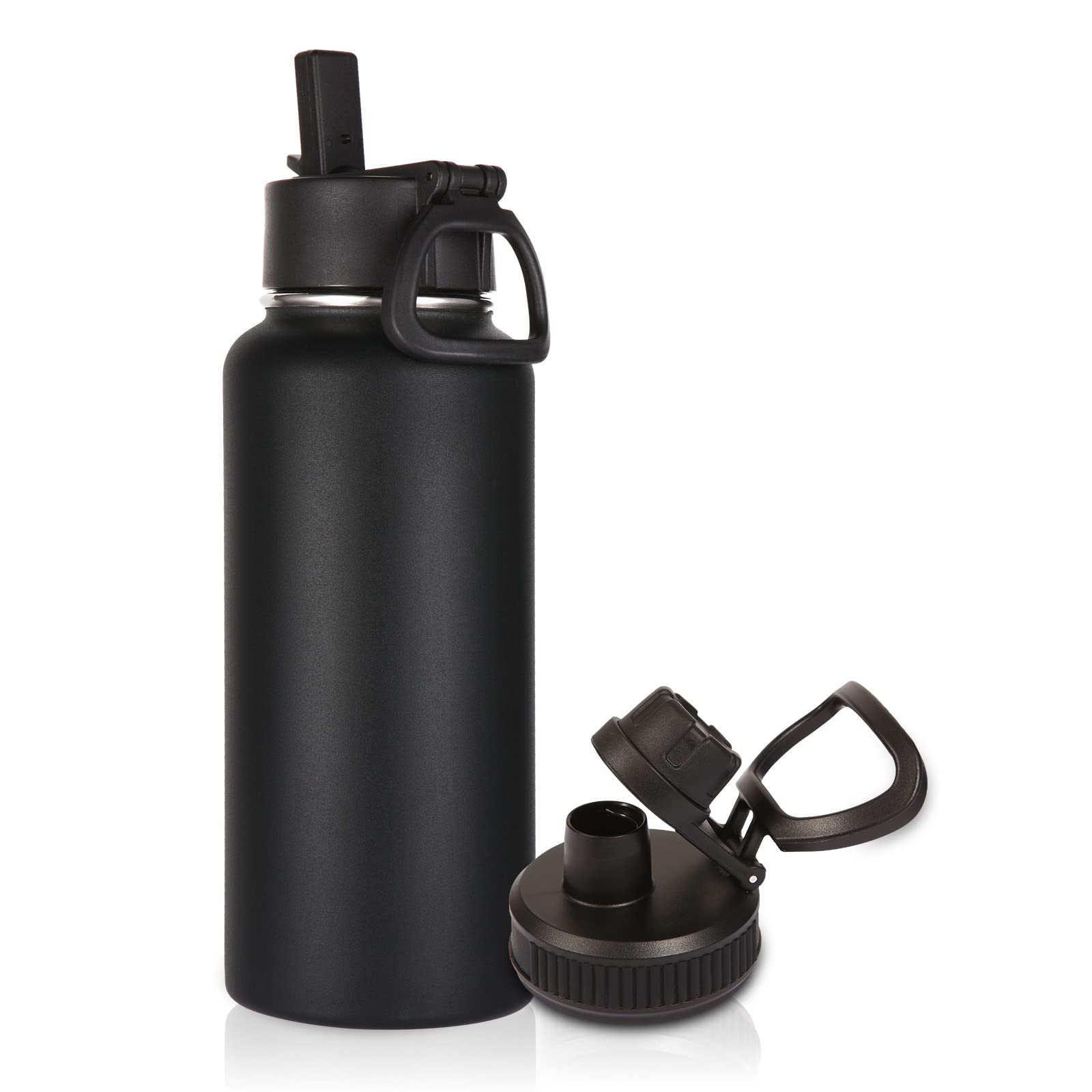 Volhoply 32 oz Insulated Water Bottles Bulk 8 Pack with Straw Lid & Spout Lid,Stainless Steel Sports Water Bottle,Double Wall Vacuum Cups,Leakproof Wide Mouth Metal Flask for Hiking,Camping(Mix,8)