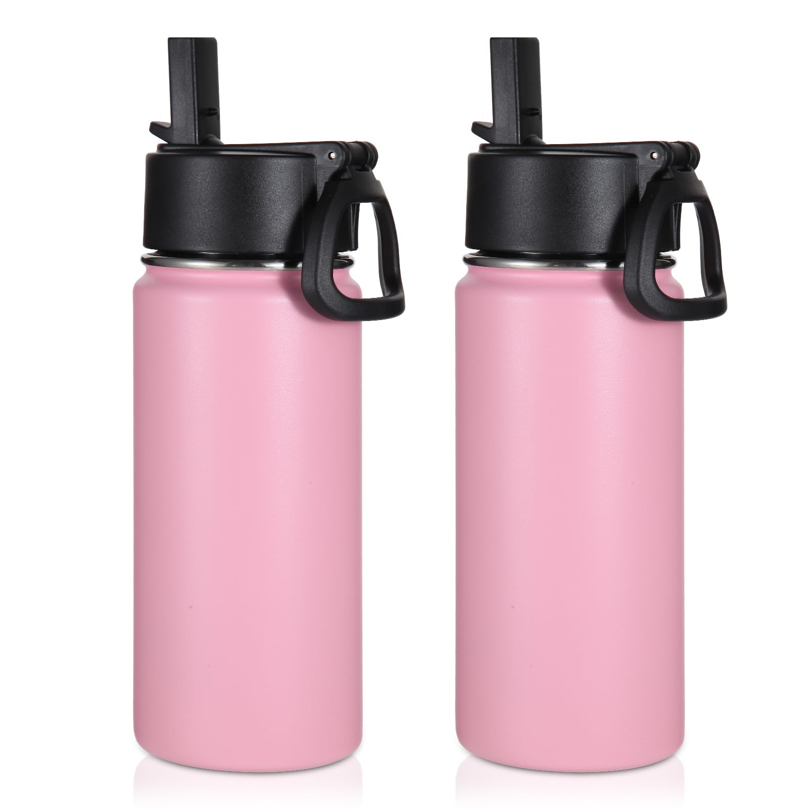 Volhoply 16 OZ Kids Water Bottle Bulk 8 Pack,Insulated Sports Bottles with Straw Lid,Stainless Steel Bottle with Handle Keep Cold & Hot,Double Wall Vacuum Tumbler Cups for School(Assorted, 8)