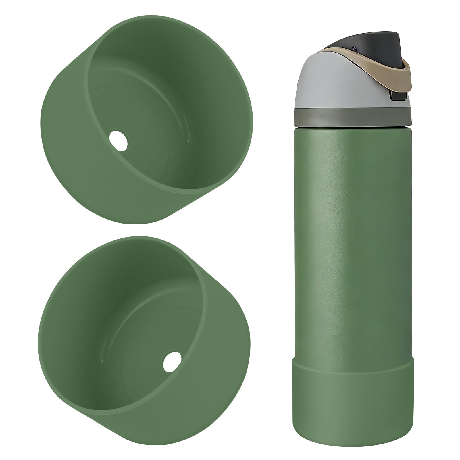 2PCS Silicone Water Bottle Boot, Compatible with Owala 24oz 32oz 40oz, Protective Anti-Scratch & Anti-Dent No Noise Sleeve Cover for FreeSip/Twist/Flip Water Bottles (Burgundy, 24 Ounces)