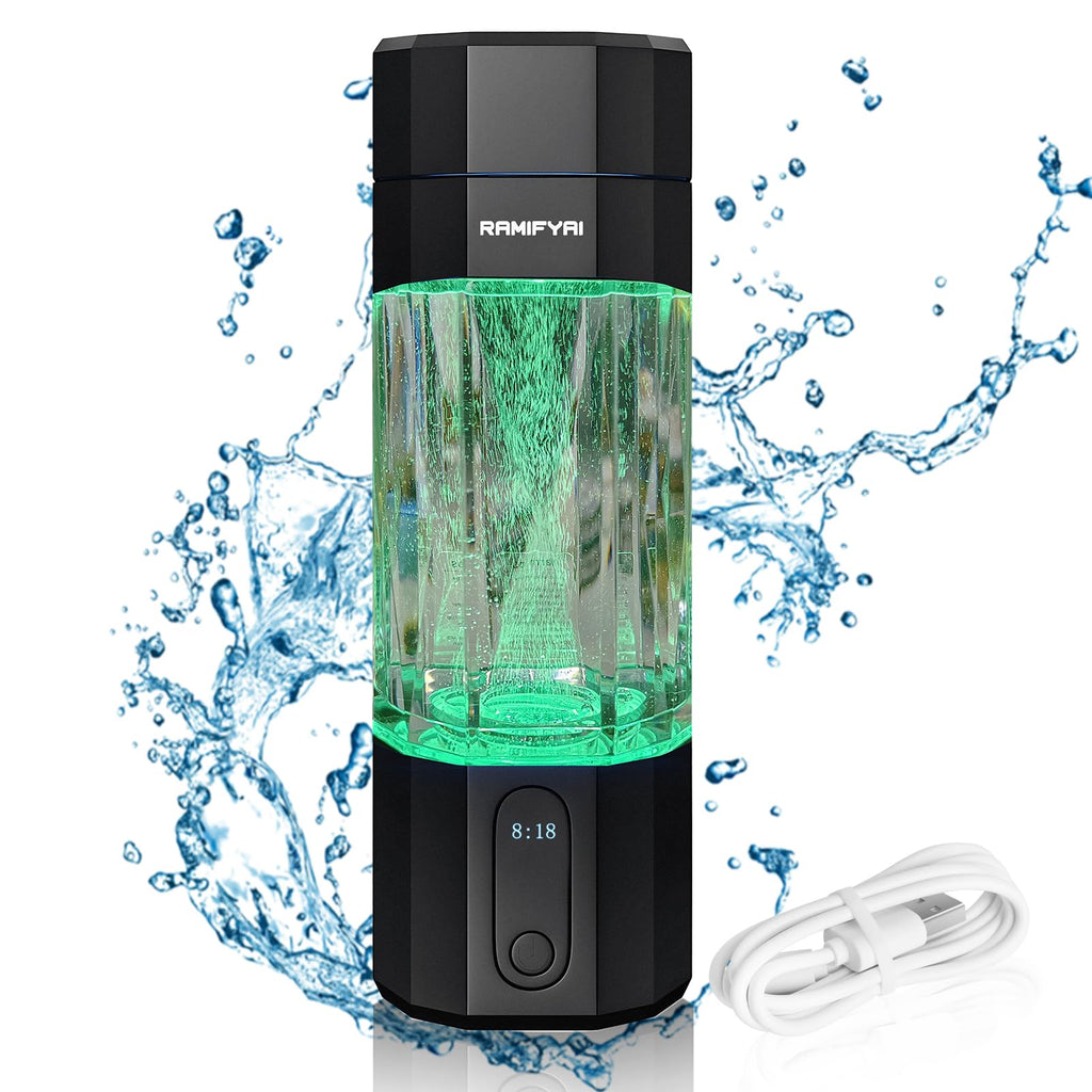 New Upgrade 10000PPB Hydrogen Water Bottle SPE/PEM Technology Seven Colorful Light Double Anti-Slip and Leak-Proof Hydrogen Water Generator with LCD Display (H80 Purple)