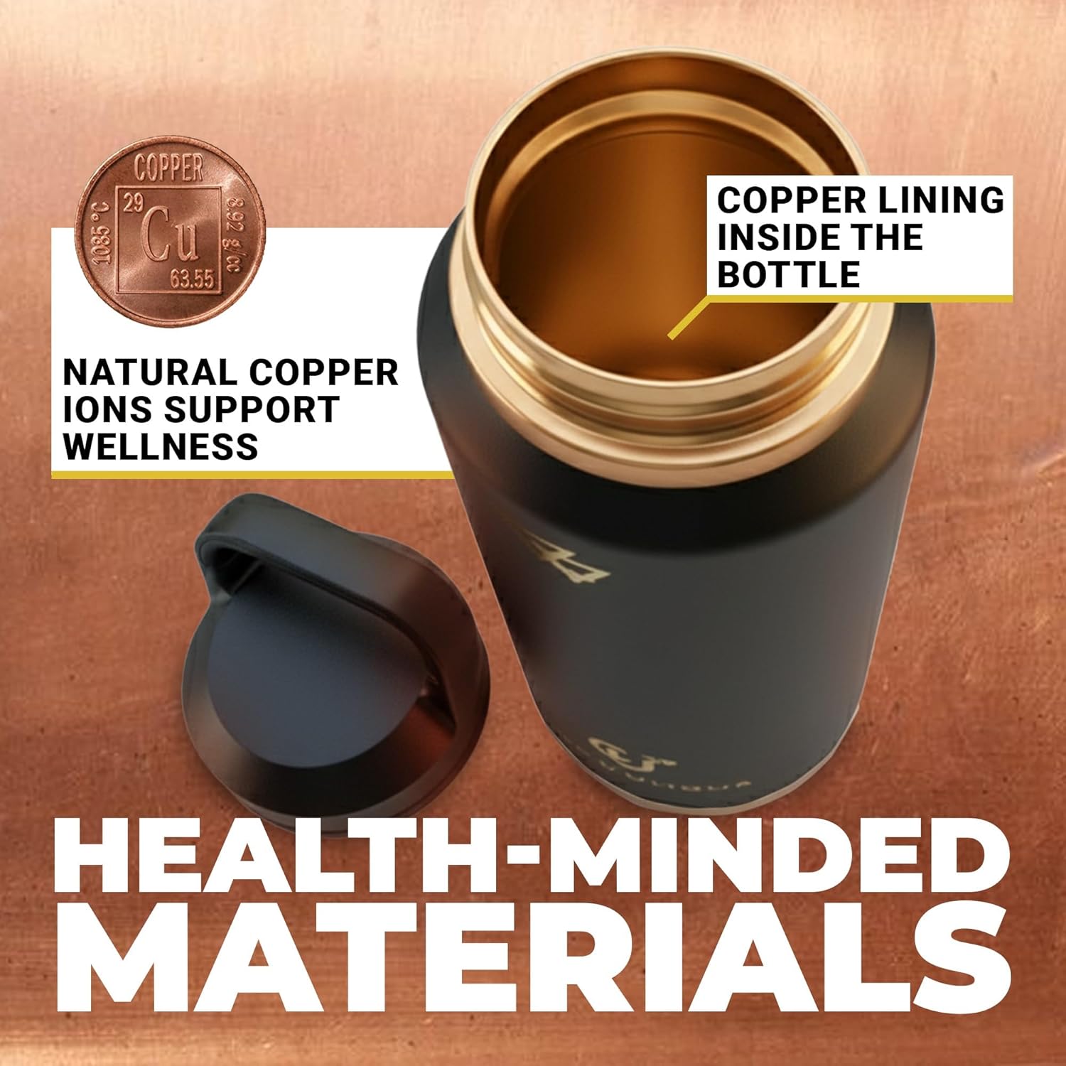 copper infused Water Bottle (black)