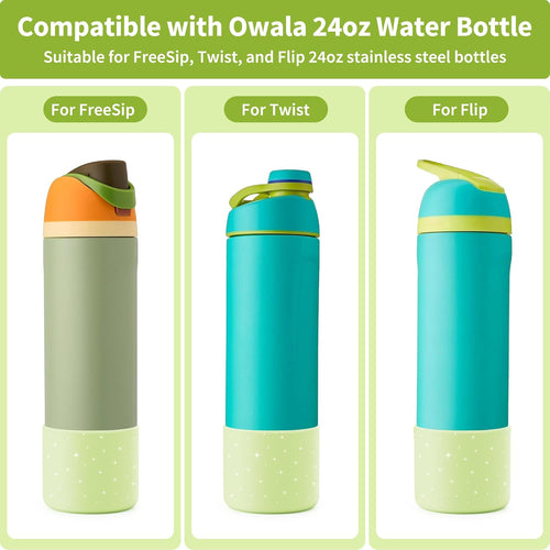 Boot for Owala 24 oz, Anti-Slip Protective Sleeve for Stainless Steel Water Bottle, Silicone Boot Bottom Base (Green)