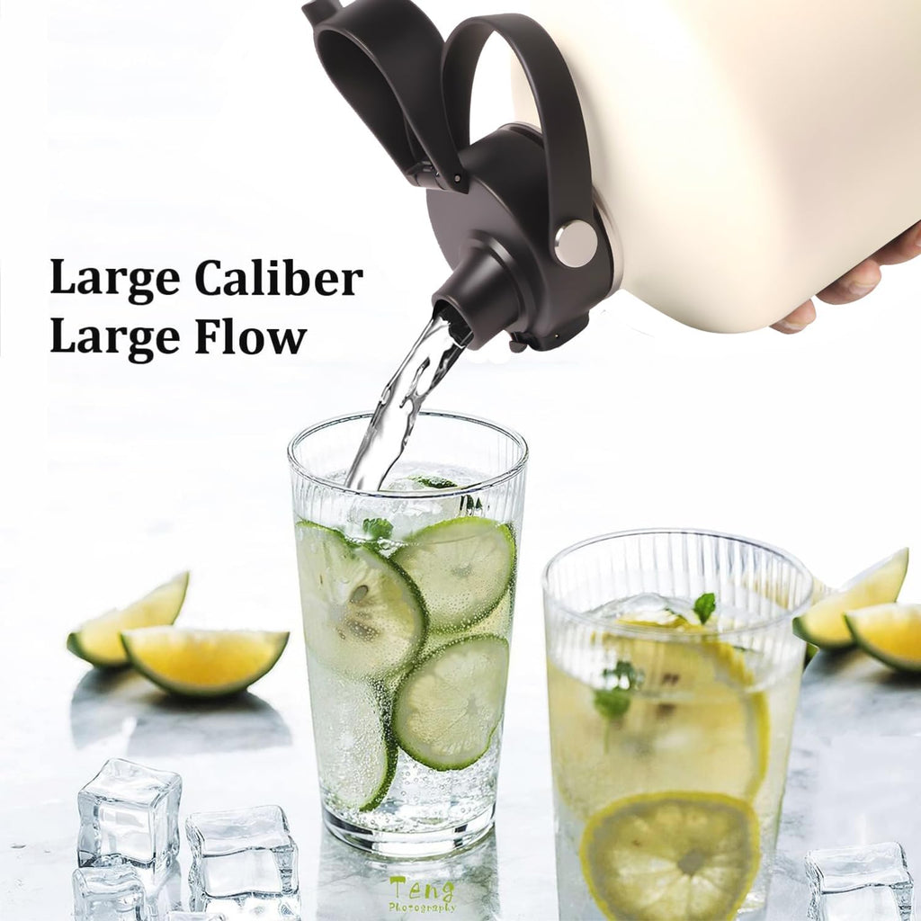 Water Bottle Insulated 32oz 40oz 64oz 128oz Straw Lid Spout Lid & 3 Lids, Leak Proof, Vacuum Insulated,Stainless Steel Water Bottle Wide Mouth for Sports, Gym or Office
