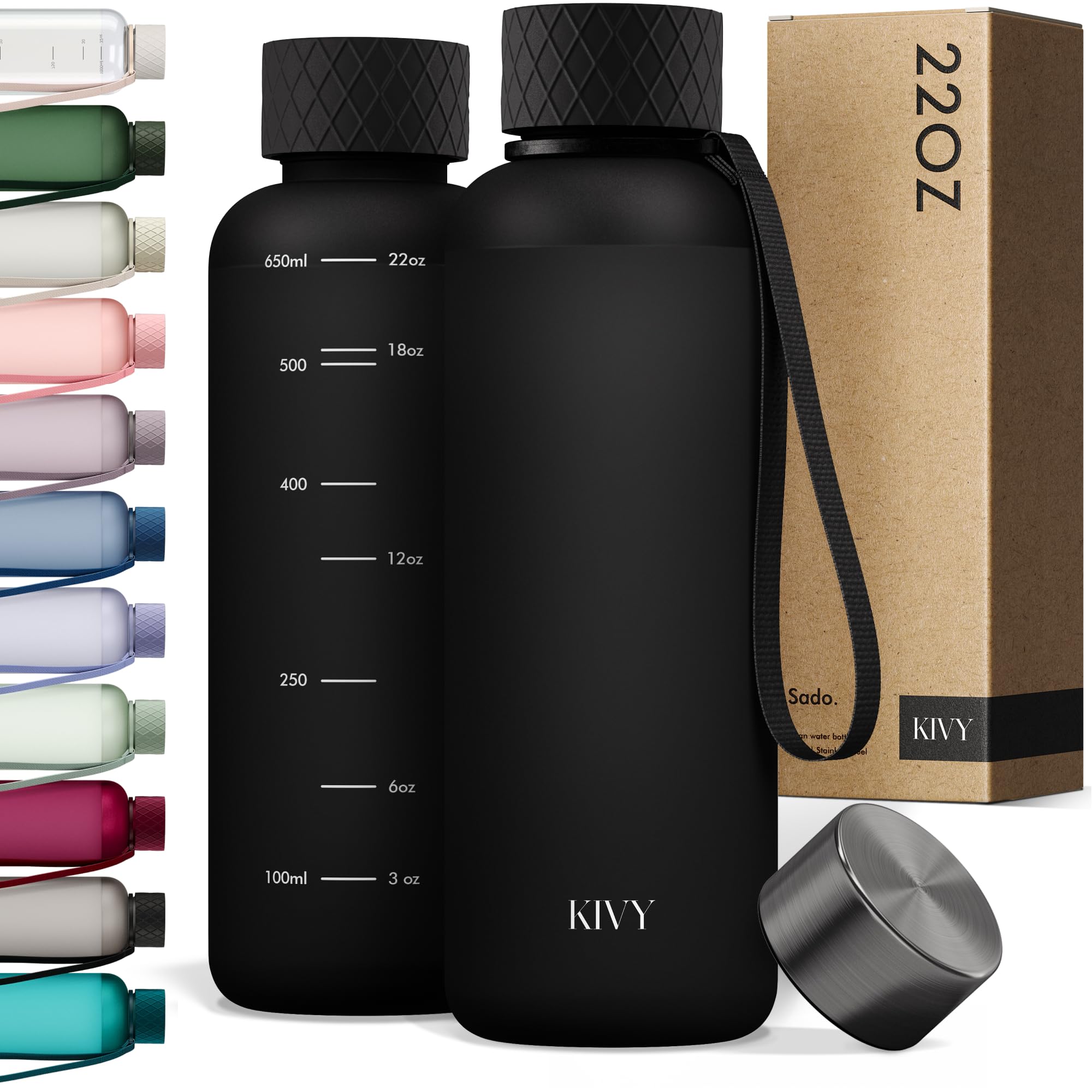 KIVY Large Water Bottle 50oz [Lightweight & Shatterproof] Fits Backpack & Cupholder for Travel, Sports, School - Extra large water bottle no straw - 1.5 Liter water bottles - 50oz Water bottle Green
