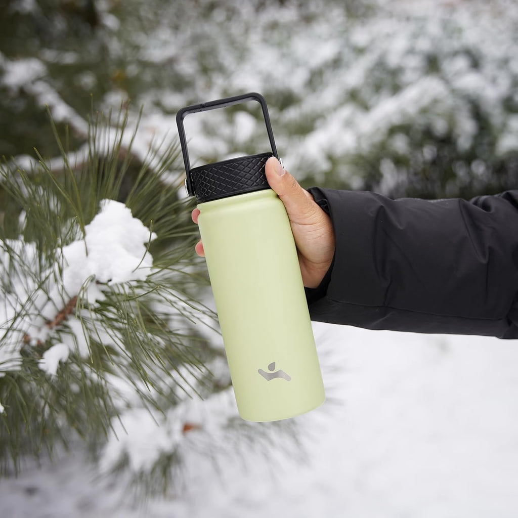 18 oz Insulated Water Bottle Stainless Steel Sport Bottles with 3 Lids,Mint