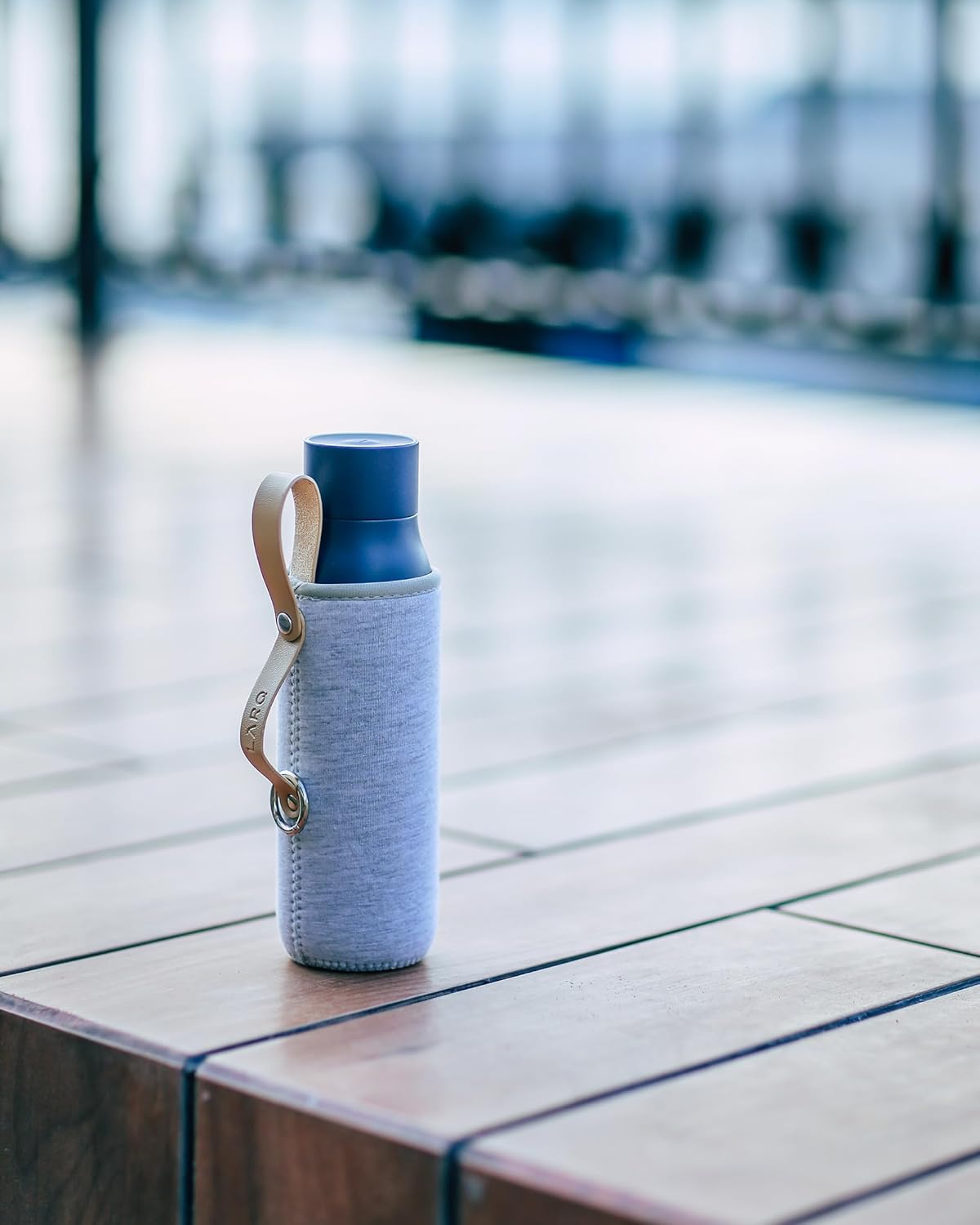 LARQ Bottle Limited Edition Travel Sleeve with Easy-Carry Leather Strap - 17 oz/24 oz, Heather Grey