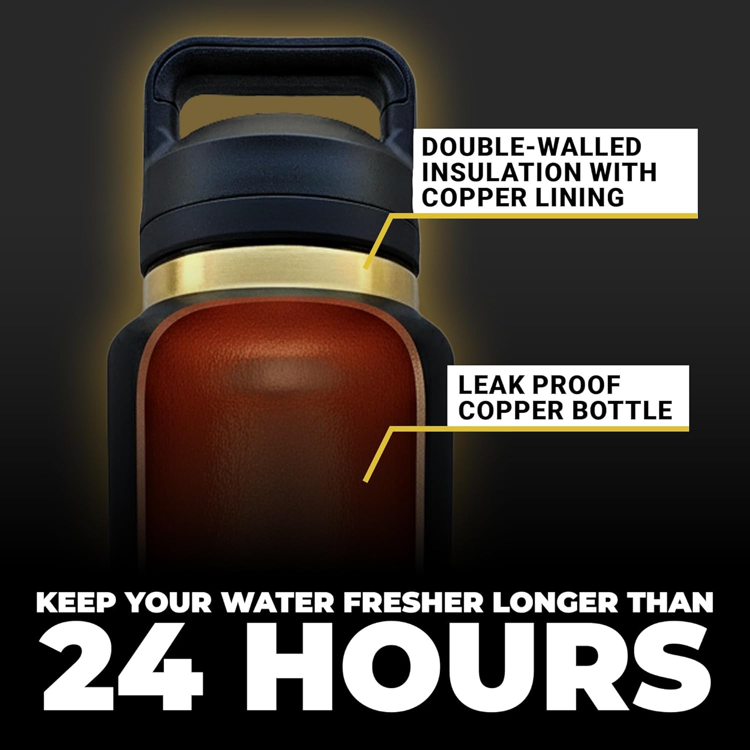 copper infused Water Bottle (black)