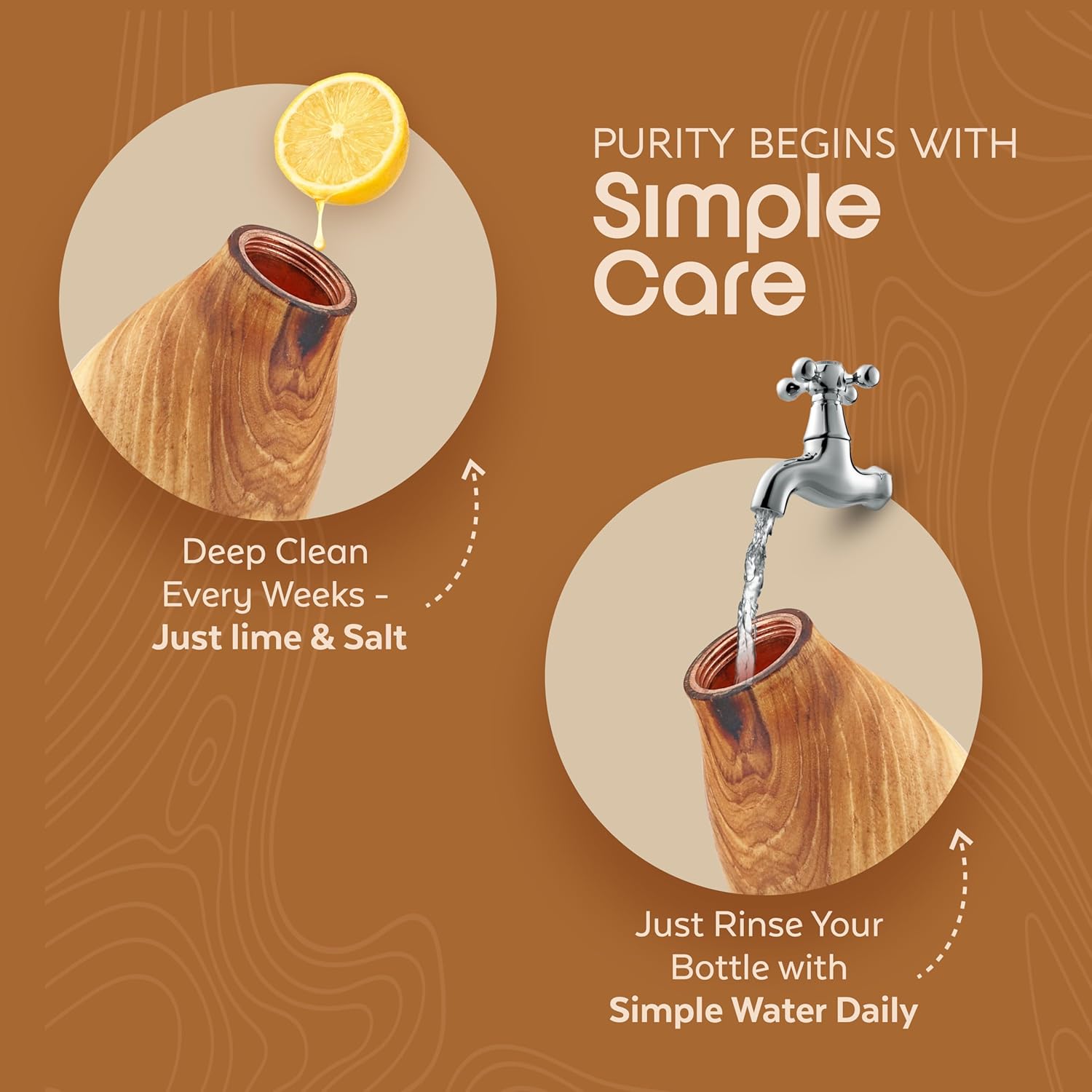 Copper Wooden Water Bottle | BPA Free | 32oz Water Bottle | Leak-Proof & Odorless | Perfect for Bottled Water Enthusiasts with a Sense of Humor