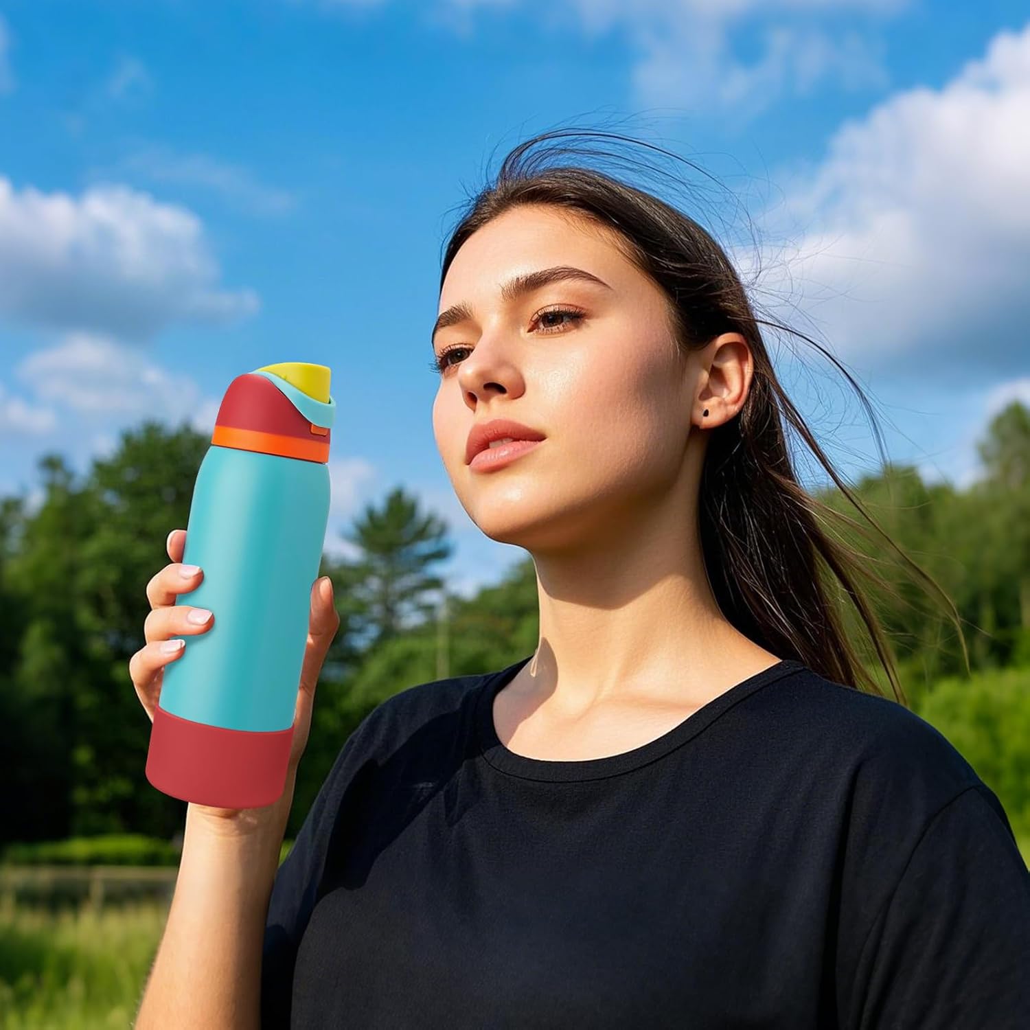 2PCS Silicone Water Bottle Boot, Compatible with Owala 24oz 32oz 40oz, Protective Anti-Scratch & Anti-Dent No Noise Sleeve Cover for FreeSip/Twist/Flip Water Bottles (Burgundy, 24 Ounces)