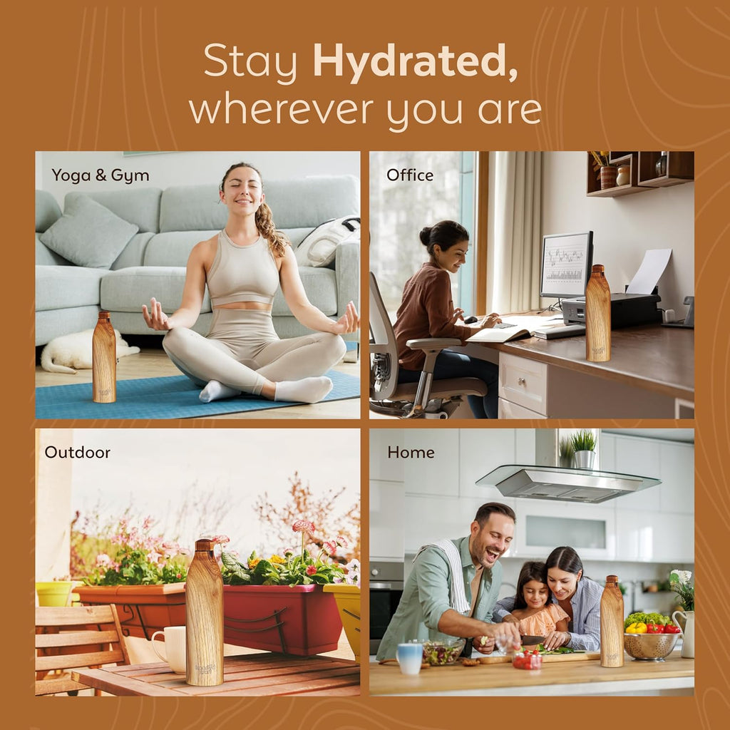 Copper Wooden Water Bottle | BPA Free | 32oz Water Bottle | Leak-Proof & Odorless | Perfect for Bottled Water Enthusiasts with a Sense of Humor