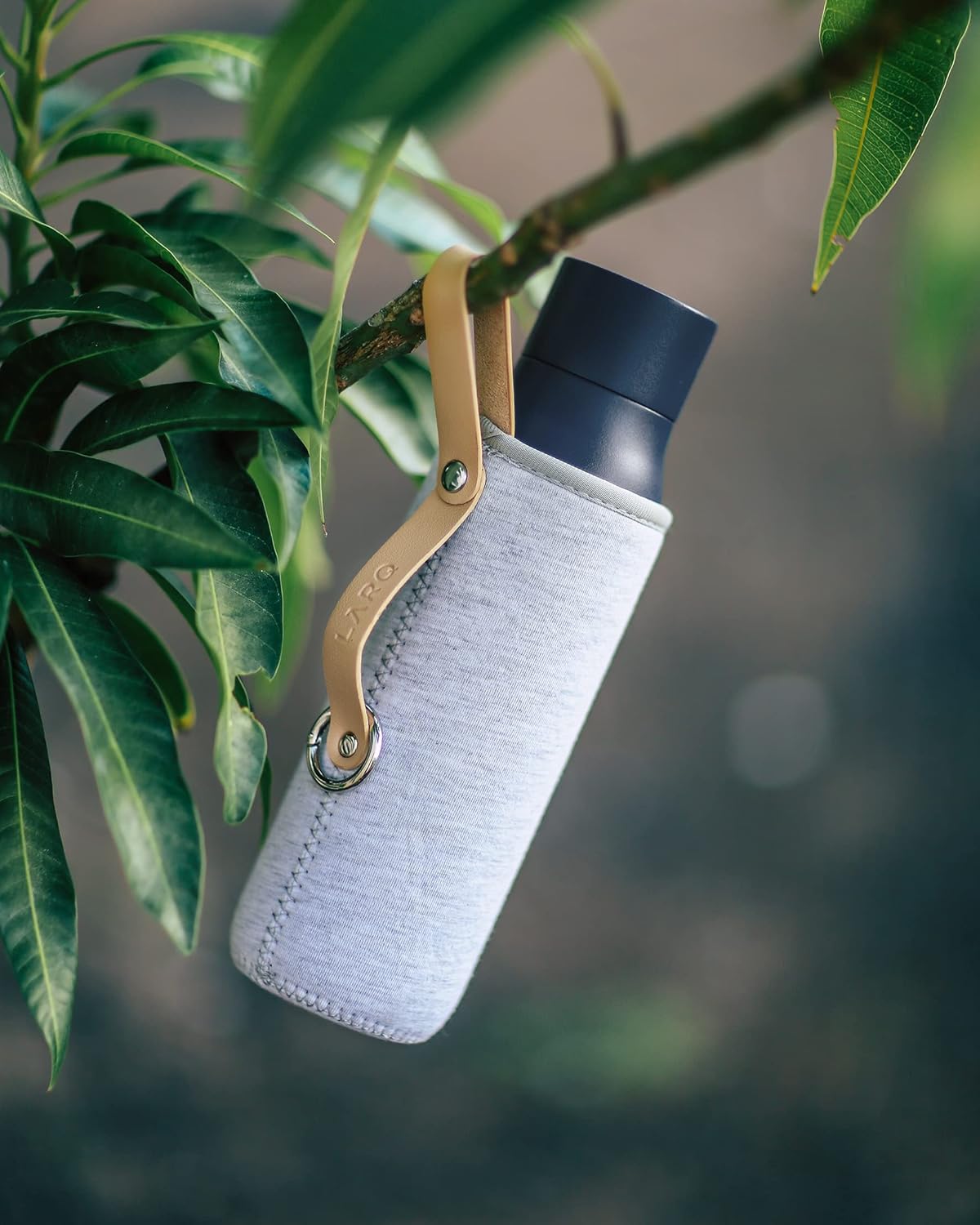 LARQ Bottle Limited Edition Travel Sleeve with Easy-Carry Leather Strap - 17 oz/24 oz, Heather Grey