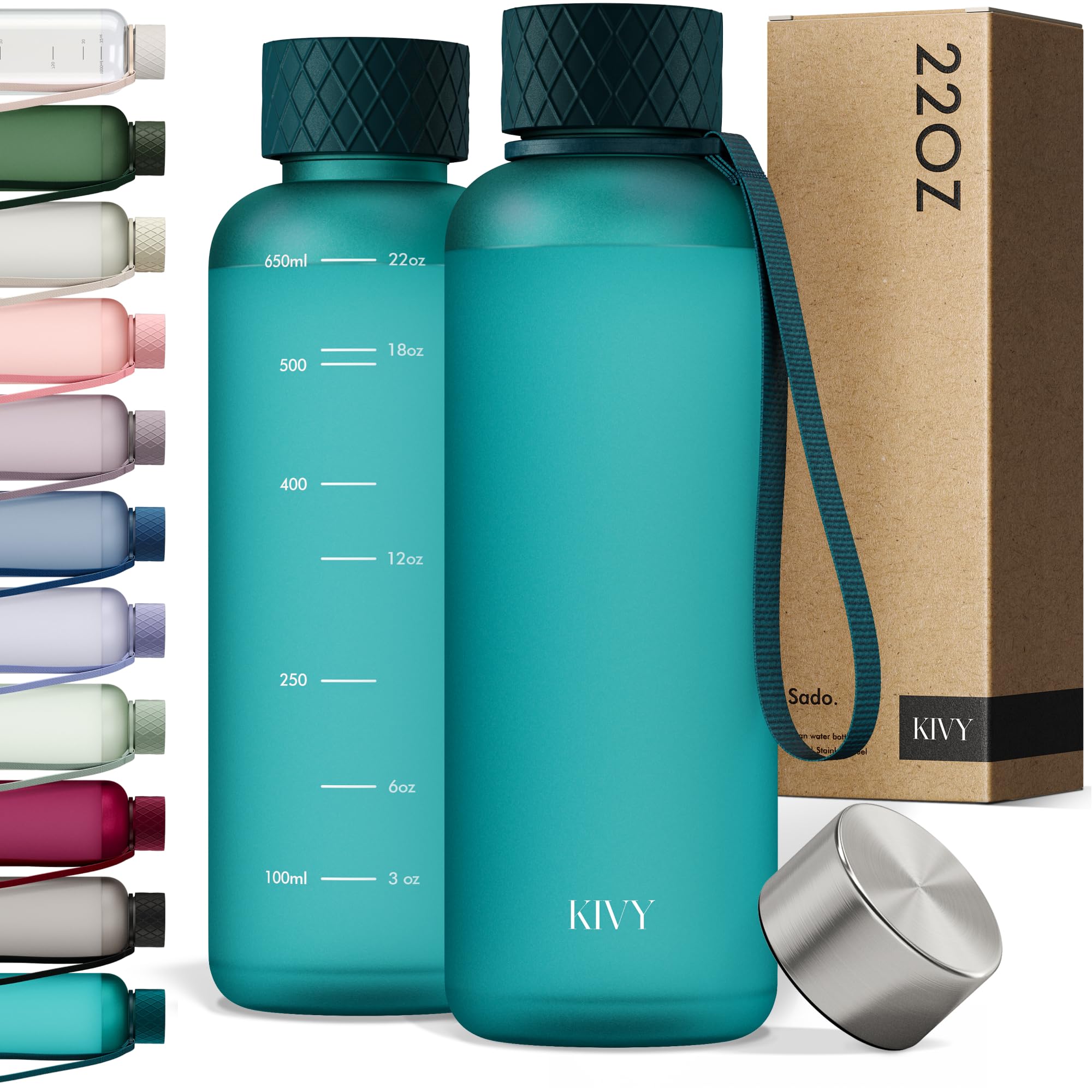 KIVY Large Water Bottle 50oz [Lightweight & Shatterproof] Fits Backpack & Cupholder for Travel, Sports, School - Extra large water bottle no straw - 1.5 Liter water bottles - 50oz Water bottle Green