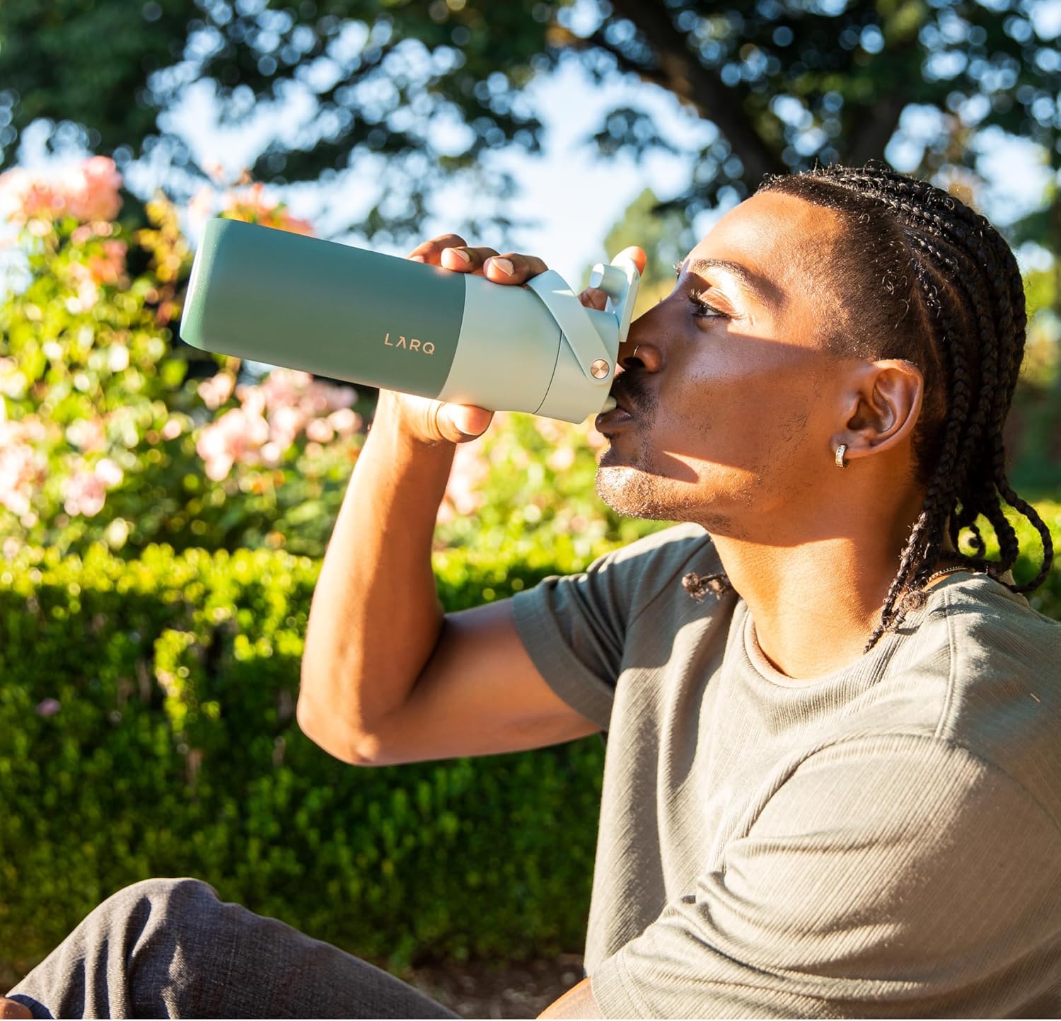 LARQ Jolly Good Gift Set - 3x Bottles Swig Top 34oz - Insulated Stainless Steel Water Bottles With Built-In Silicone Handle | Thermos, BPA Free| Keep Drinks Cold for 24 Hour