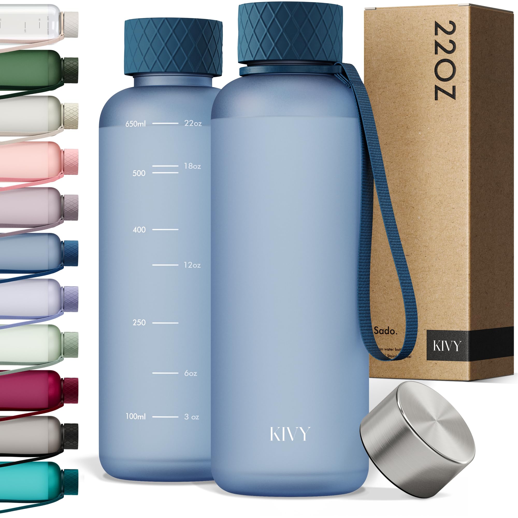 KIVY Large Water Bottle 50oz [Lightweight & Shatterproof] Fits Backpack & Cupholder for Travel, Sports, School - Extra large water bottle no straw - 1.5 Liter water bottles - 50oz Water bottle Green