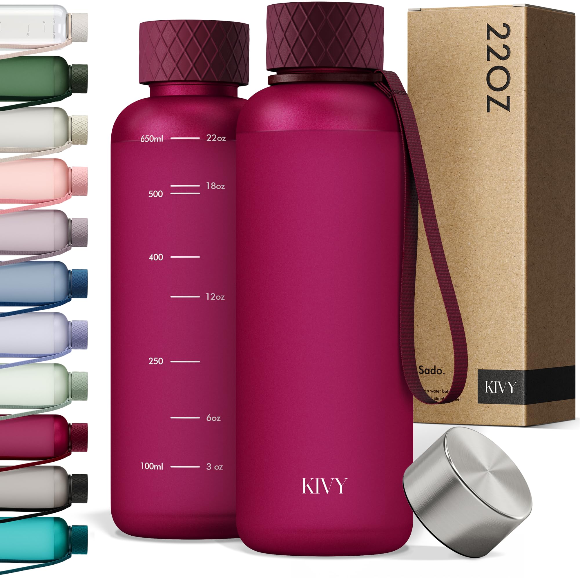KIVY Large Water Bottle 50oz [Lightweight & Shatterproof] Fits Backpack & Cupholder for Travel, Sports, School - Extra large water bottle no straw - 1.5 Liter water bottles - 50oz Water bottle Green