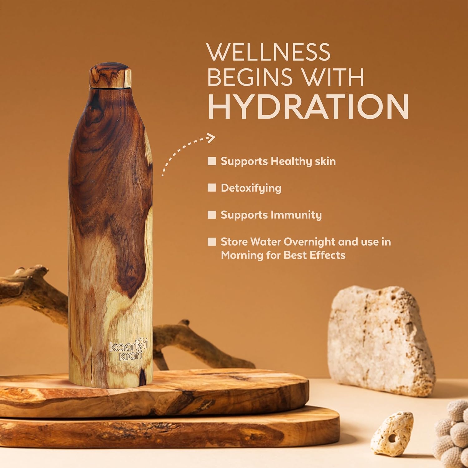 Copper Wooden Water Bottle | BPA Free | 32oz Water Bottle | Leak-Proof & Odorless | Perfect for Bottled Water Enthusiasts with a Sense of Humor